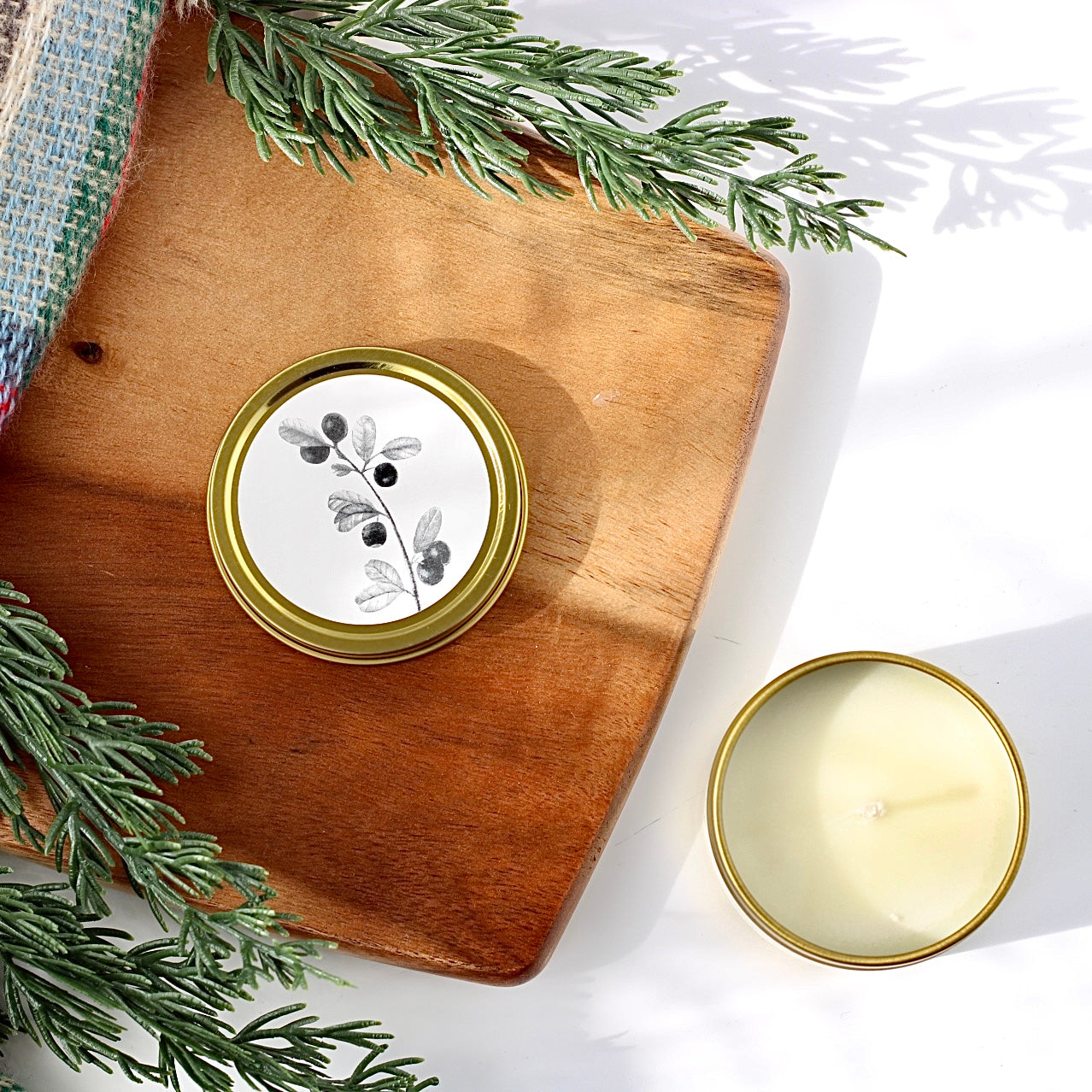 Cranberry Glow Soy Candle | Gold Tin Winter Candle