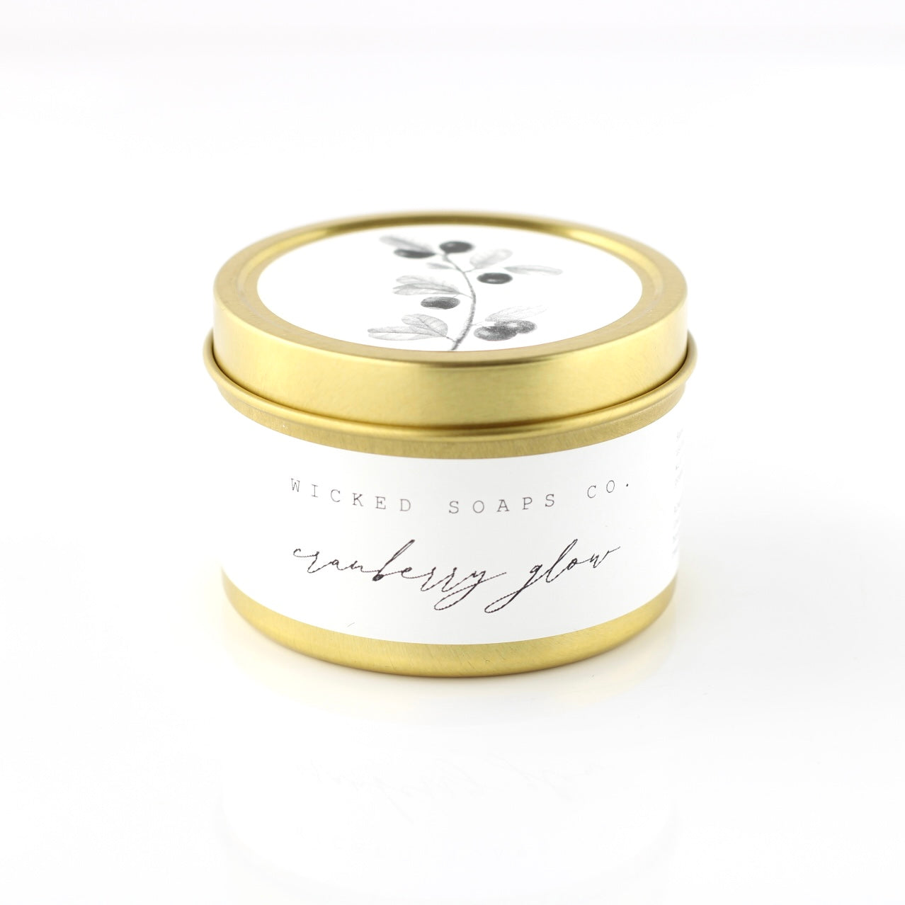 Cranberry Glow Soy Candle | Gold Tin Winter Candle