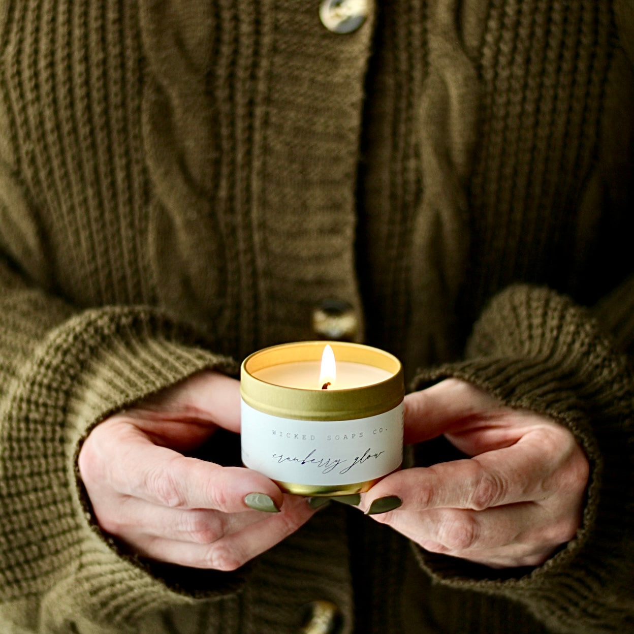 Cranberry Glow Soy Candle | Gold Tin Winter Candle