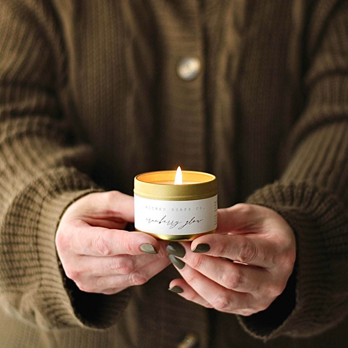 Cranberry Glow Soy Candle | Gold Tin Winter Candle