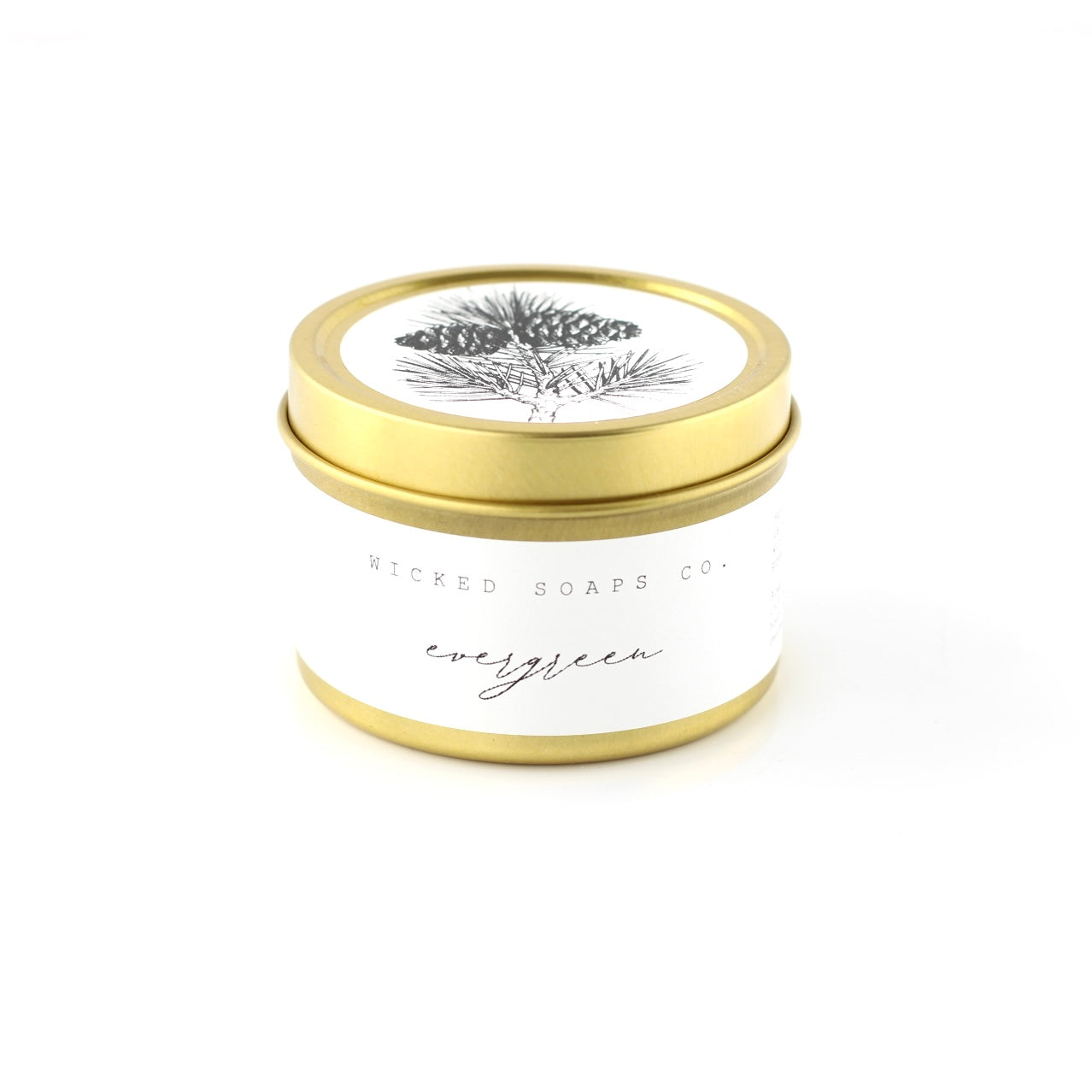 Evergreen Soy Candle | Gold Tin Winter Candle