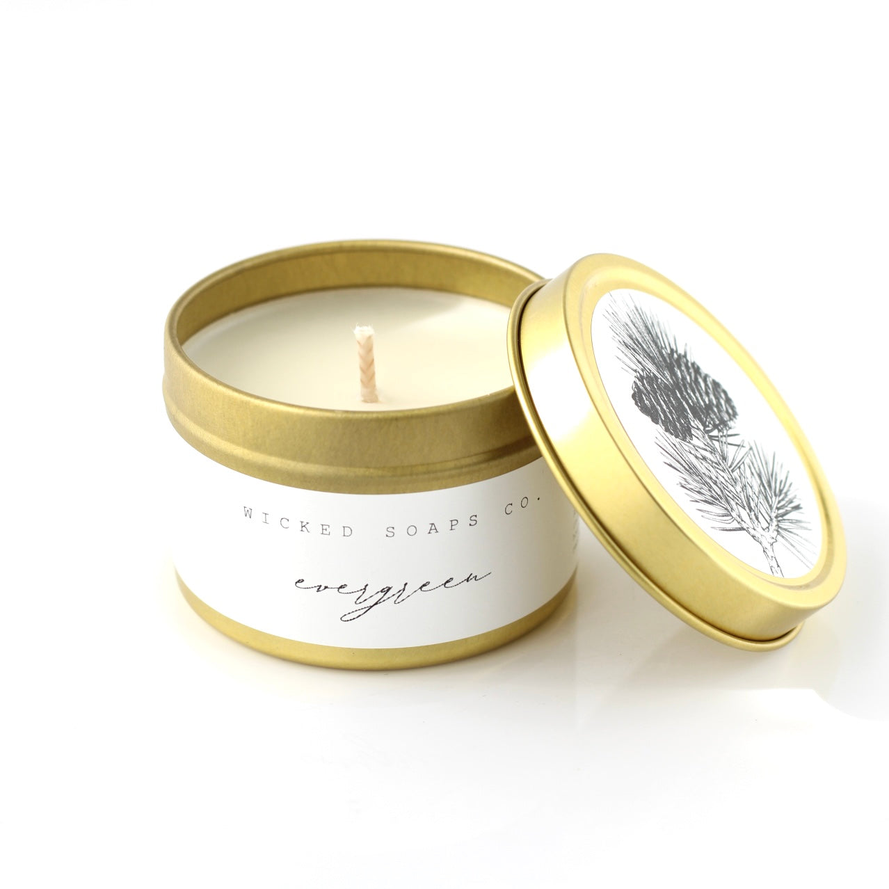 Evergreen Soy Candle | Gold Tin Winter Candle