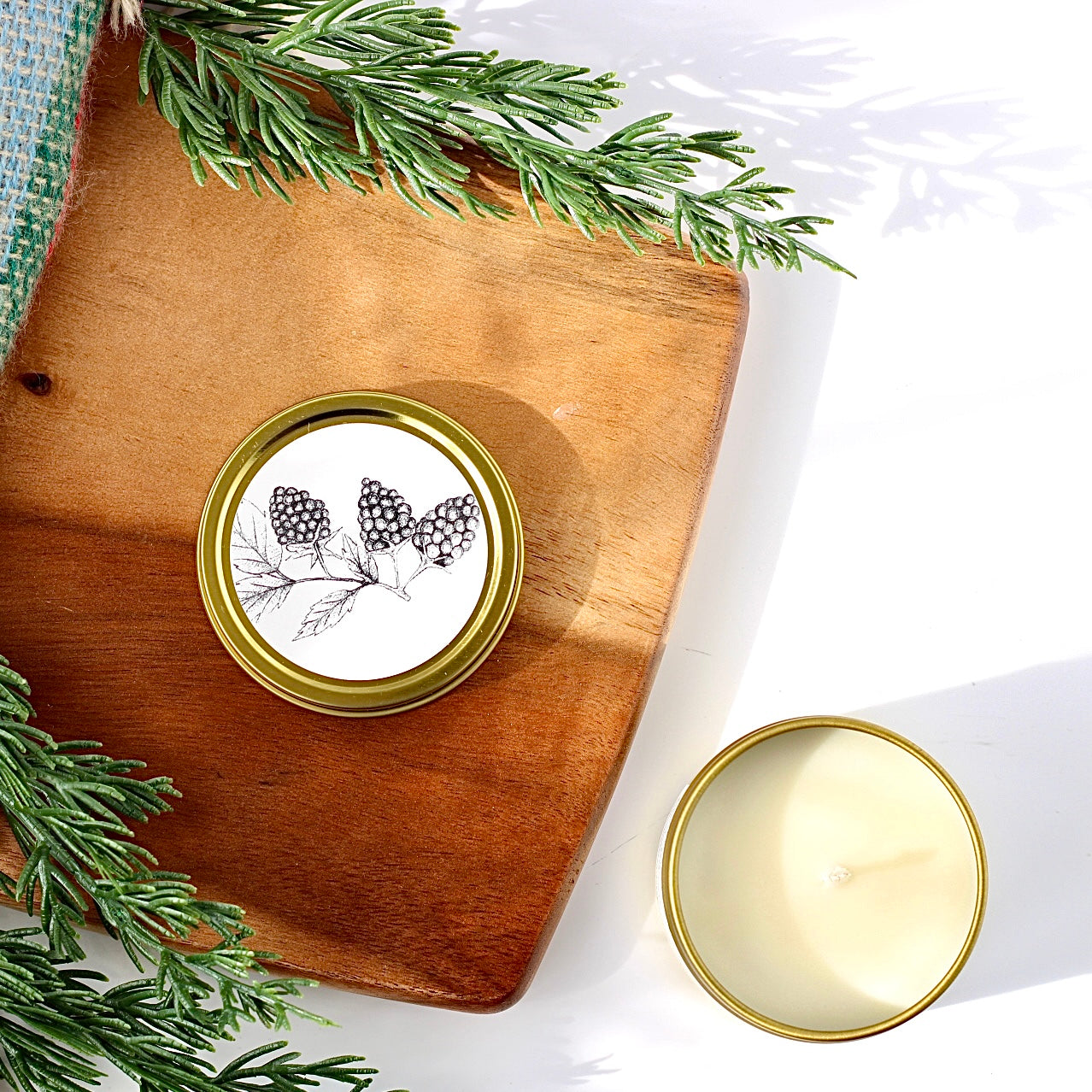 Frosted Blackberry Soy Candle |Gold Tin Winter Candle