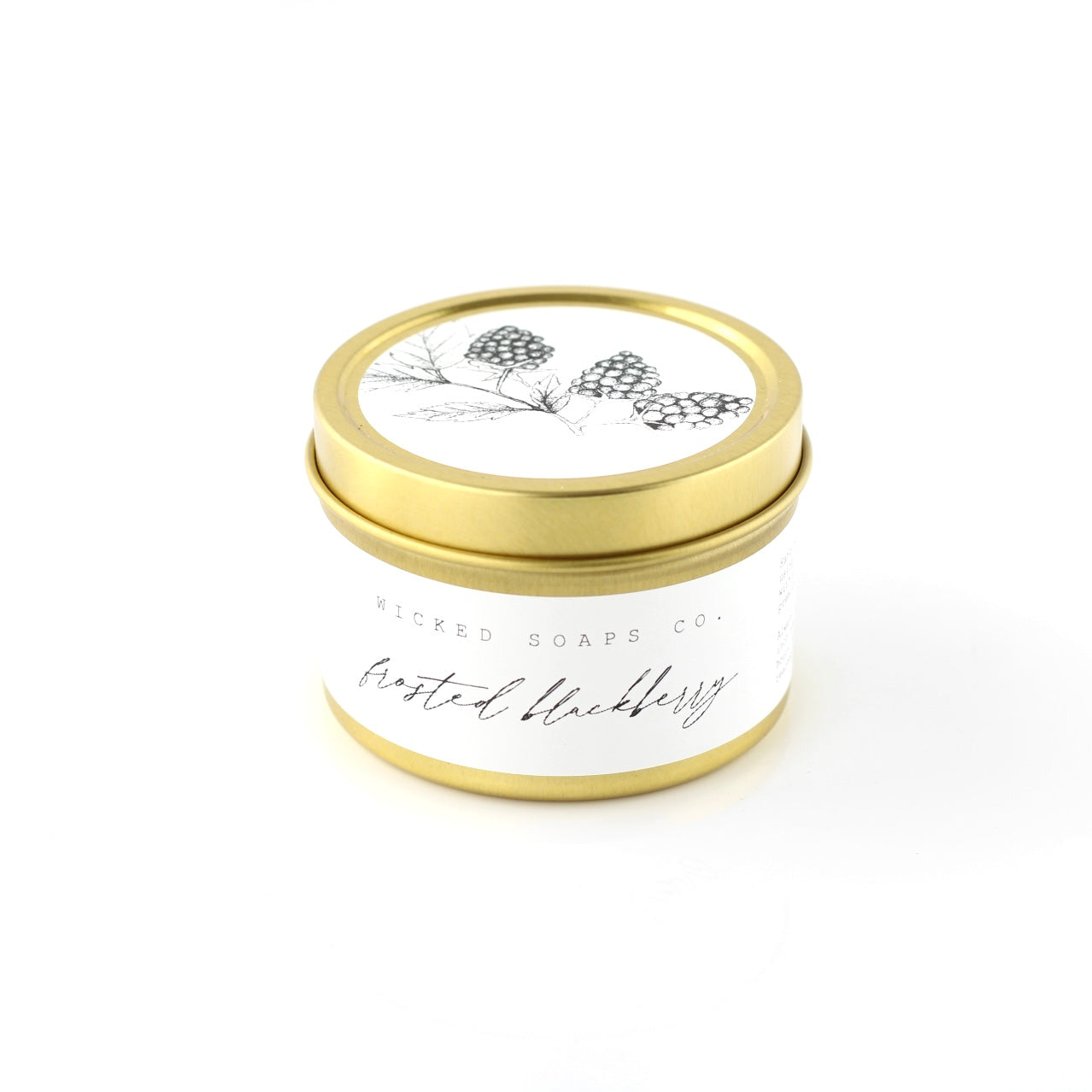 Frosted Blackberry Soy Candle |Gold Tin Winter Candle