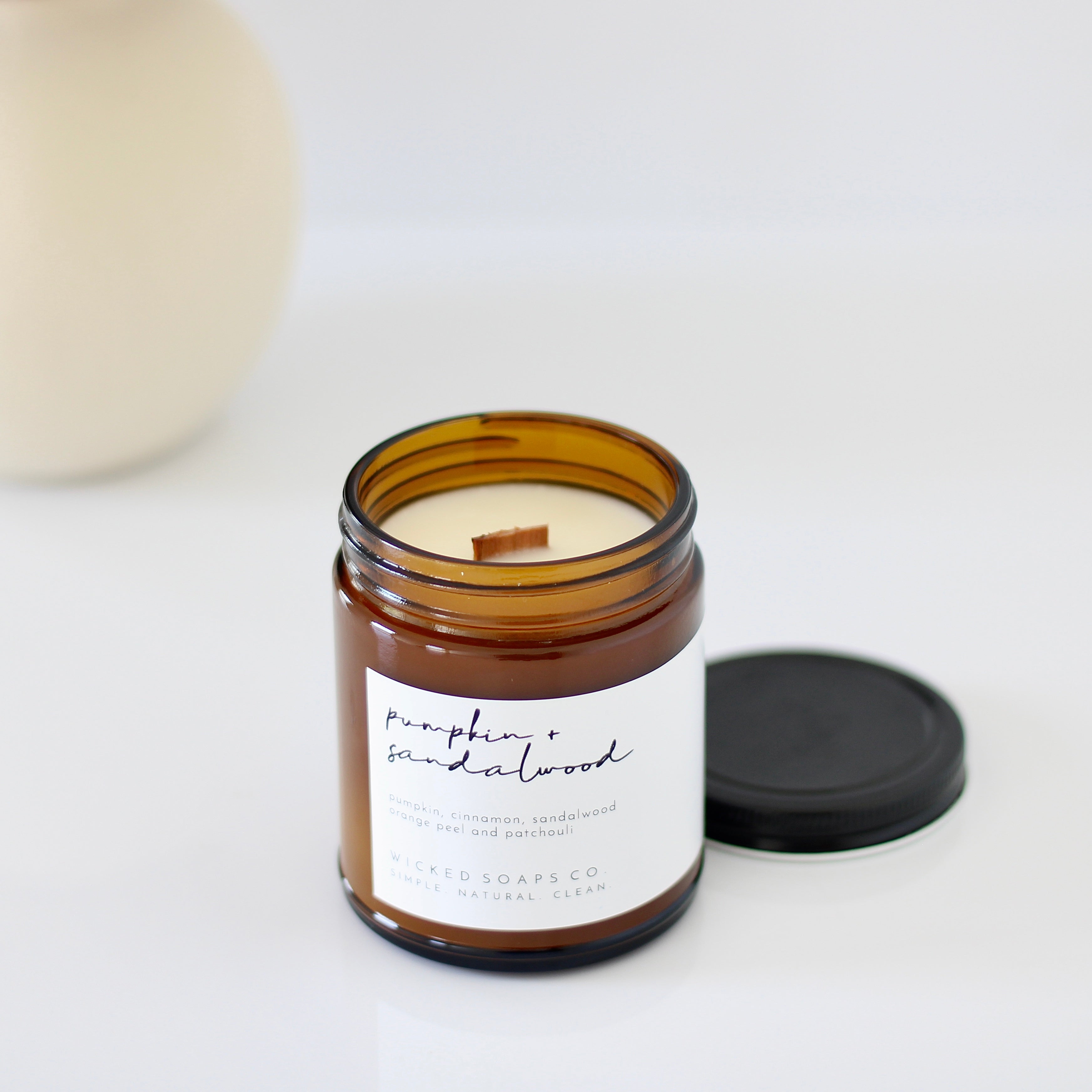 Pumpkin + Sandalwood Wood Wick Soy Candle