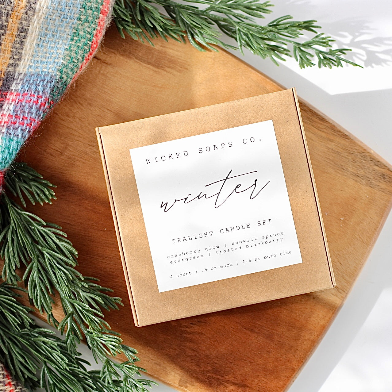 Winter Tealight Set | Soy Wax | Evergreen • Cranberry • Spruce • Blackberry