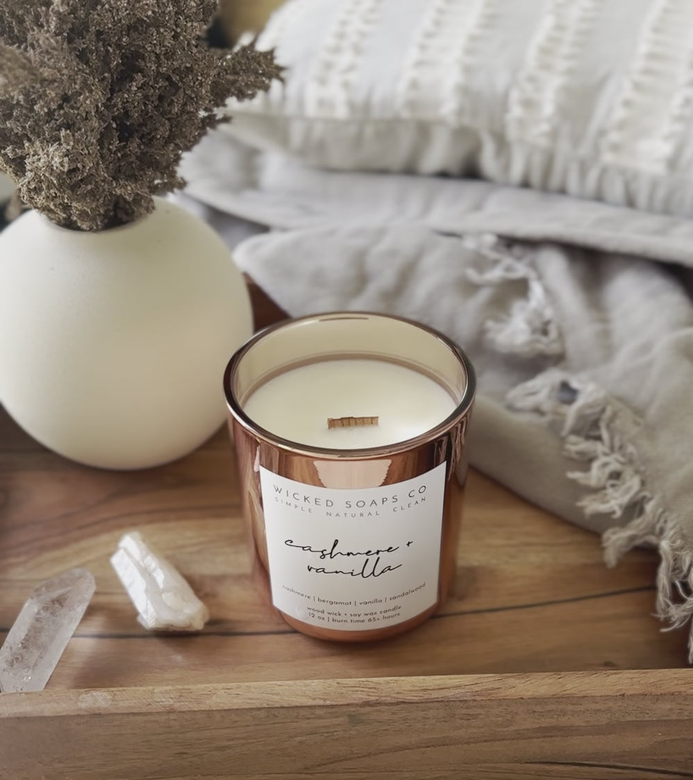 Cashmere + Vanilla Wood Wick Soy Candle