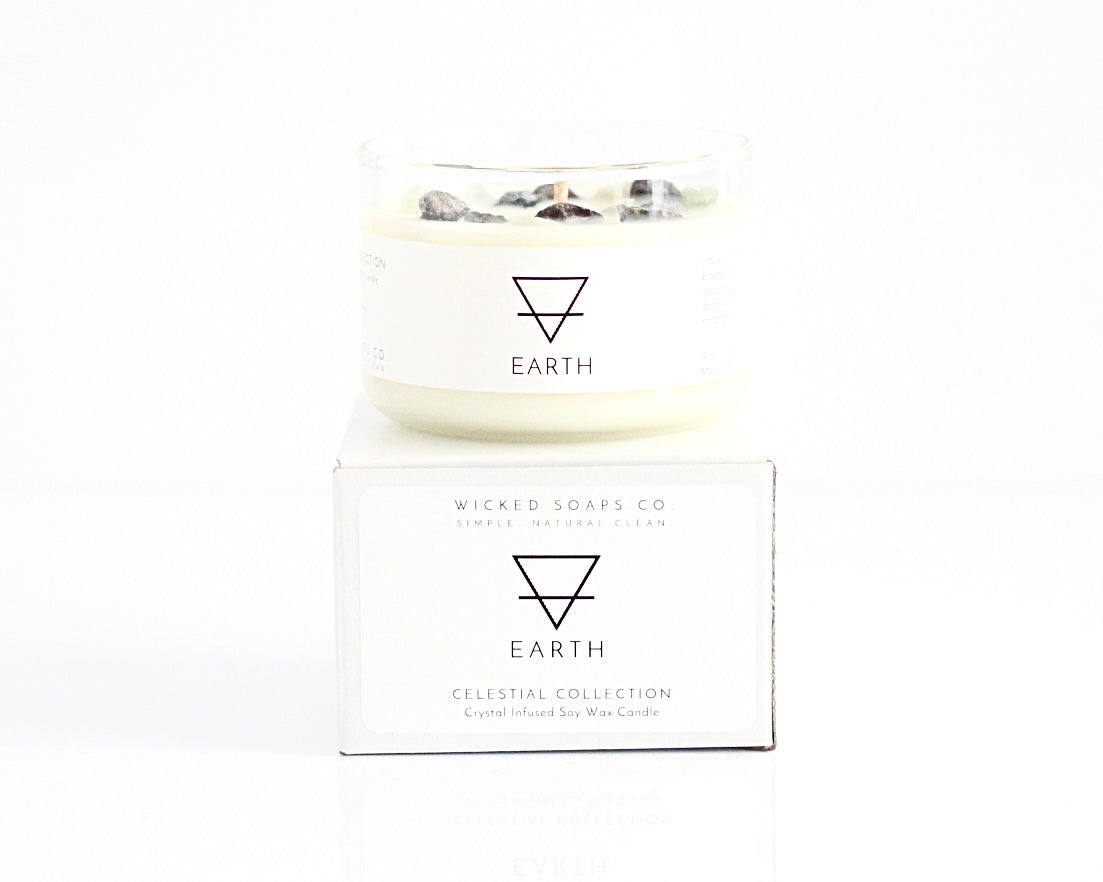 Earth | Zodiac Inspired Crystal + Essential Oil Candle