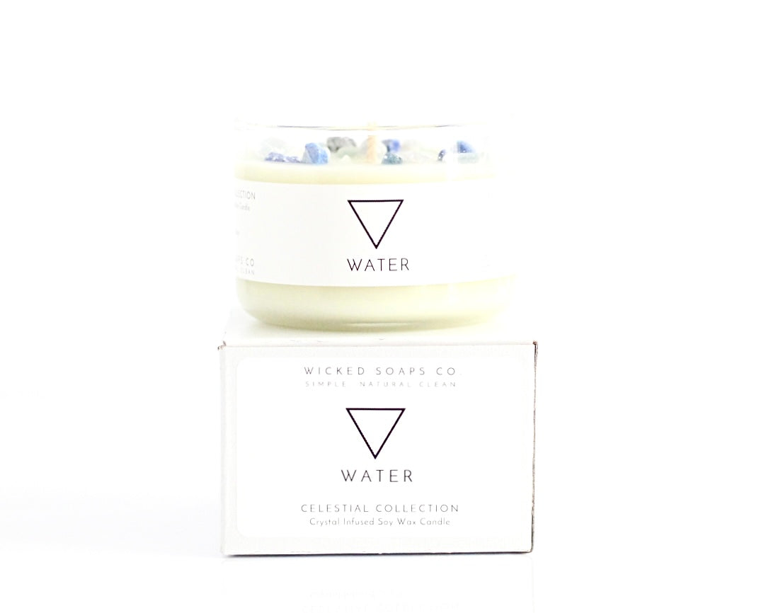 Water | Zodiac Inspired Crystal + Essential Oil Candle