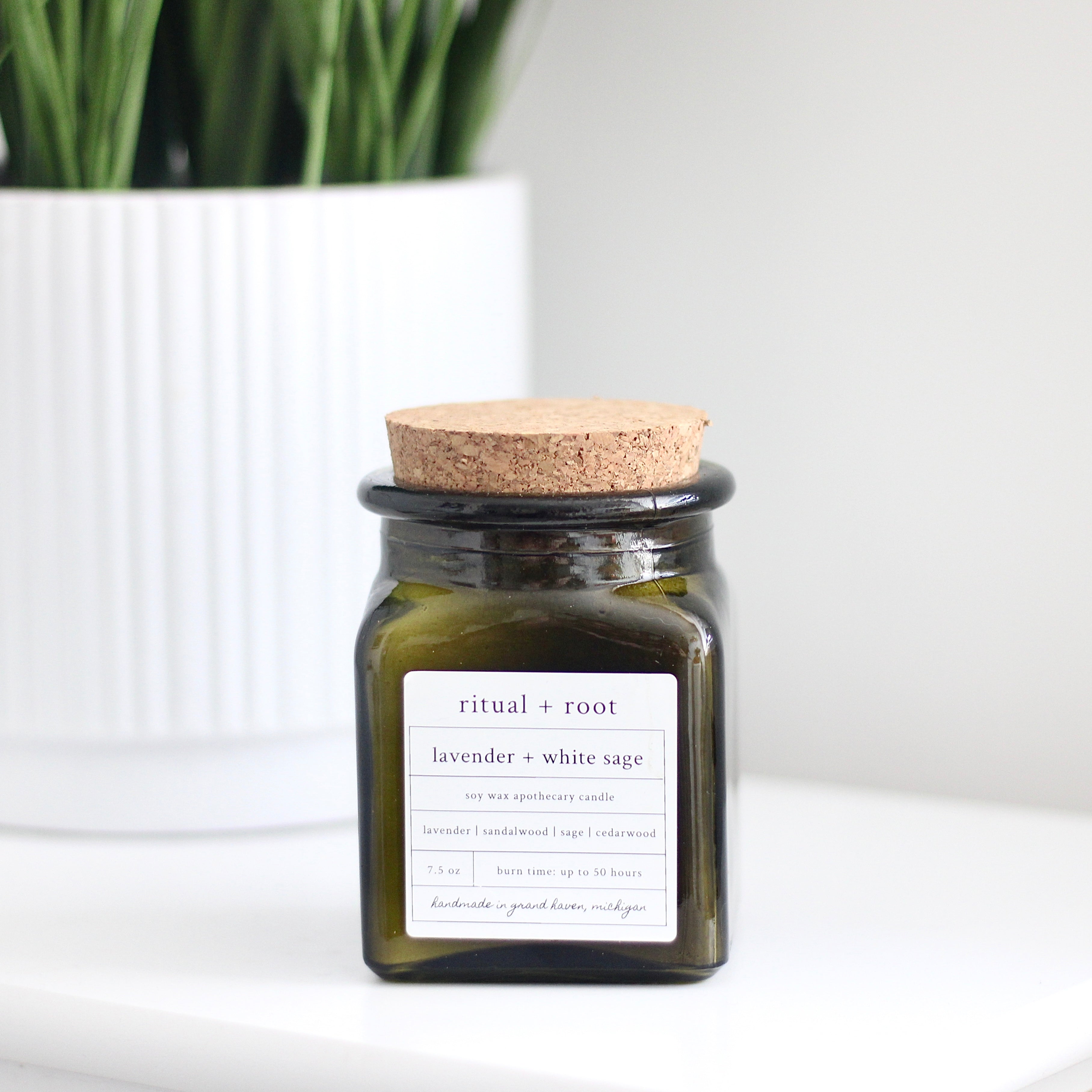 Lavender + White Sage Square Apothecary Candle